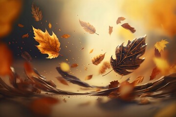 background with dry autumn leaves, blurred background, Generative AI, leaf litter, seasonal change
