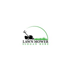 Lawn mower home service logo design template isolated on white background