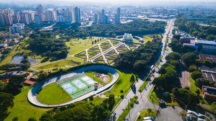 aerial cityscape curitiba skyline Brazil botanical garden 