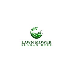 Lawn mower home service logo design template isolated on white background