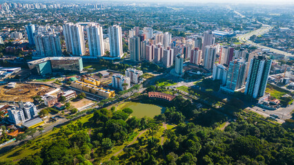 Curitiba Brazil Parana state Brazil capital city aerial cityscape skyline with modern skyscraper...