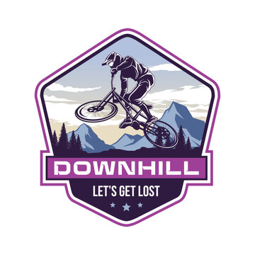 Mountain bike logo. bicycle downhill vintage logo illustration vector