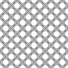 Fototapeta premium Seamless surface pattern design with black grid on white background. Ethnic embroidery. Patchwork wallpaper. Quilted motif. Digital paper with retro ornament for textile print, page fill. Vector