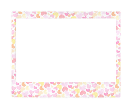 cute heart pattern instant camera polaroid photo frame on transparent background