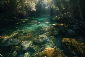 Fototapeta premium Freshwater landscape. Generative AI