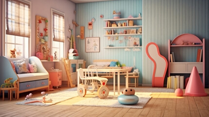 interior of a children room generative ai