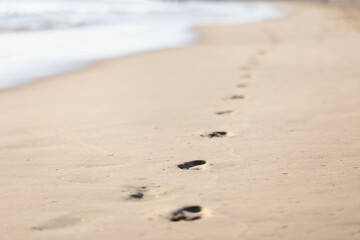 footprints on the wet sand