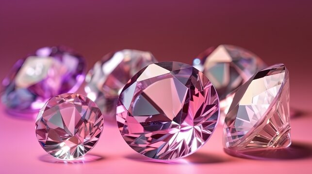 Premium AI Image  Romantic pink diamonds jewel stone with light sparkle 3d diamond  jewelry background abstract