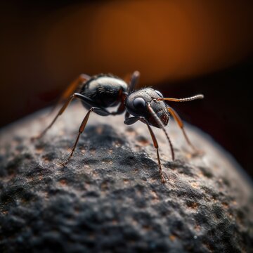Unveiling Nature's Intricacies: A Fascinating Close-up Macro Image Revealing the Detailed Anatomy and Behavior of an Ant - Makro Ameise - Generative AI