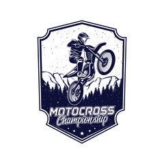 Motocross Silhouette logo vector. Motocross Jump Illustration Logo Inspiration Vector
