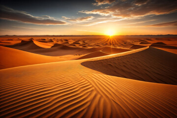 Fototapeta na wymiar View of sand dunes in Gobi Desert during sunset. Sand dunes at gobi desert , Mongolia. Generative AI