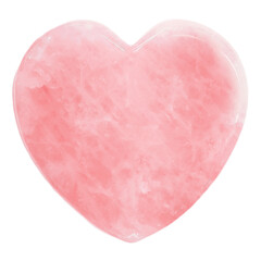 Isolated light rose quartz heart of stone. Pink gemstone heart