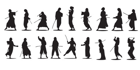 A group of silhouettes of martial arts with the words kendo on the front.