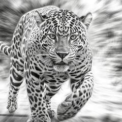jaguar running in sketch style for coloring