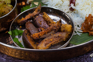 Indian eggplant curry, close up