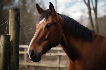 illustration, beautiful race horse, generative ai.