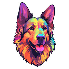 Naklejka premium Colorful Belgian shepherd Dog, Belgian shepherd Portrait, Dog Sticker Clip art, Dog Lover design