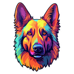 Colorful Belgian shepherd Dog, Belgian shepherd Portrait, Dog Sticker Clip art, Dog Lover design
