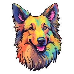 Naklejka premium Colorful Belgian shepherd Dog, Belgian shepherd Portrait, Dog Sticker Clip art, Dog Lover design