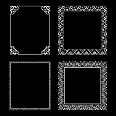 Set of decorative frames Elegant vector element for design in Eastern style, place for text. Floral black and white borders. Lace illustration for invitations and greeting cards.