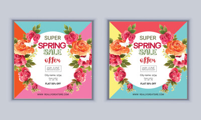 Super spring sale design vector template