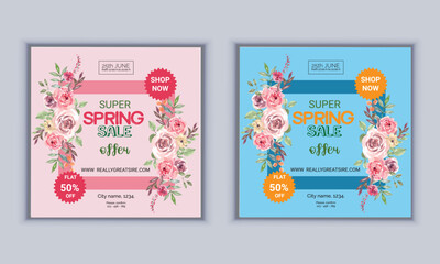 Fototapeta na wymiar Super spring sale design vector template
