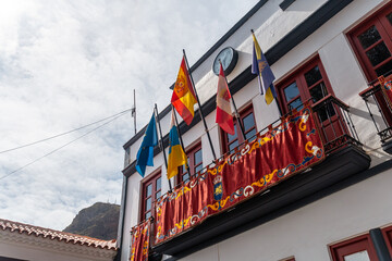 Naklejka premium Town Hall next to Church San Marcos inside the historical center of Agulo, La Gomera, Canary Islands, Spain