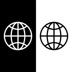 black and white globe icon