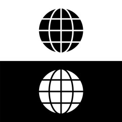black and white globe icon