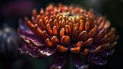  a close up of a purple flower with drops of water on it.  generative ai