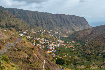 Views from the mirador in the village of Hermigua in the north of La Gomera, Canary Islands