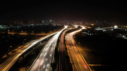 Fototapeta na wymiar Expressway top view, Road traffic an important infrastructure Generative AI