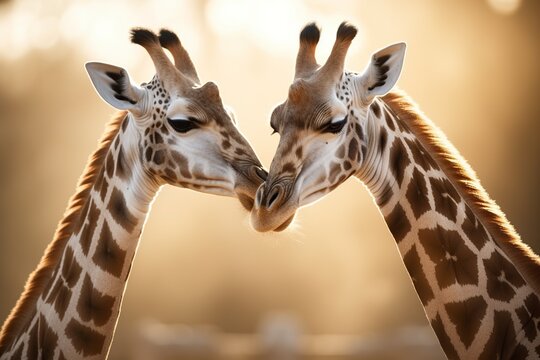 illustration, giraffe couple in love, ai generative
