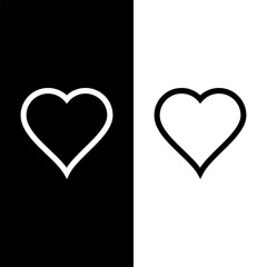 black and white heart icon, love sign