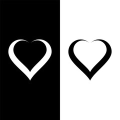 black and white heart icon, love sign