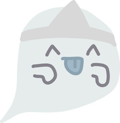 三角巾をつけたまるい笑顔のお化けのイラスト