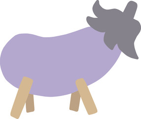 シンプルなお盆の精霊牛(ナス)のイラスト