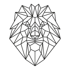 Polygonal Lion. Geometric line animal. Vector illustration.