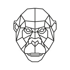 Polygonal Gorilla . Geometric line animal. Vector illustration.