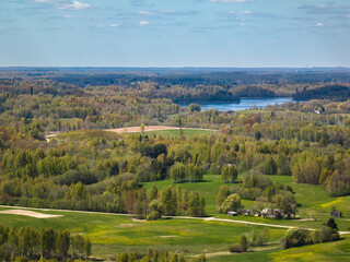 Fototapeta na wymiar Spring landscape Latvia, in the countryside of Latgale.Lake Cārmans.