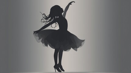  a woman in a black dress is dancing with her arms outstretched.  generative ai