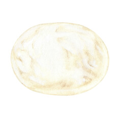 Watercolor illustration. Mozzarella cheese. Hand-drawn national cuisine of italy. Isolated on a white background. To create restaurant menu designs, food packaging, recipe notepad design
