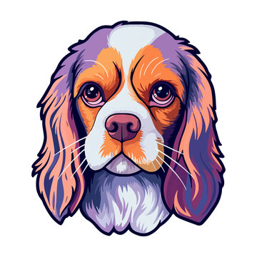 recommend clip art: Colorful Cavalier King Charles Spaniel Dog, Cavalier King Charles Spaniel Portrait, Dog Sticker Clip art, Dog Lover design