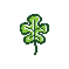 Fototapeta premium Green leaf pixel art design vector isolated