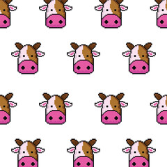 Pattern animal cow pixel art design background
