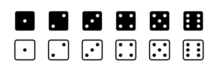 Dice cube icon. Gambling luck dice icons