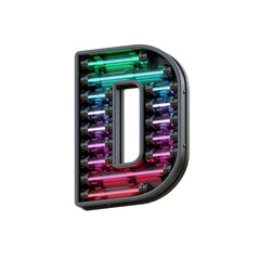 Obraz premium Colorful Neon 3D Alphabet or PNG Letters