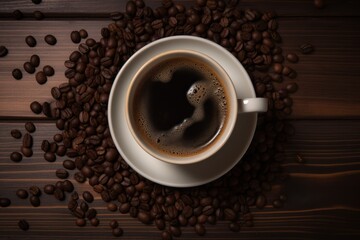 Obraz na płótnie Canvas Coffee cup on wooden background. Generative AI