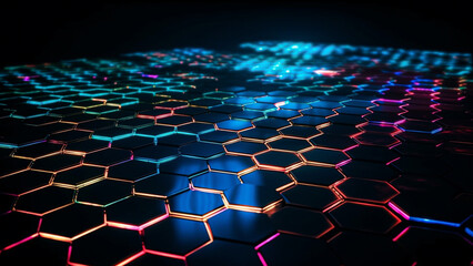Fototapeta premium Technology abstract hexagon background . Hi-tech dot comb texture .