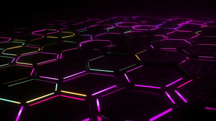 Obraz premium Technology abstract hexagon background . Hi-tech dot comb texture .